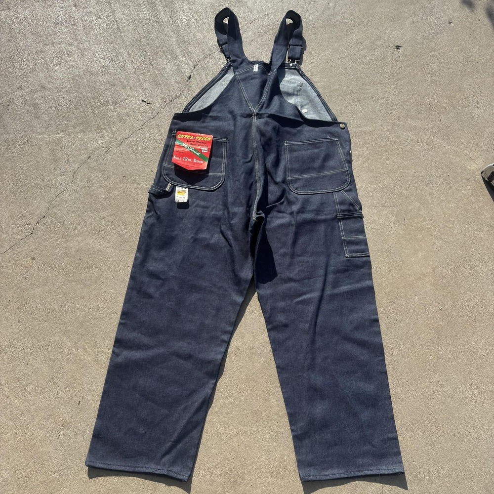 NWT Vintage 90s Key Imperial Extra-Tough Bib Overalls Mens 44x29 Blue Denim USA